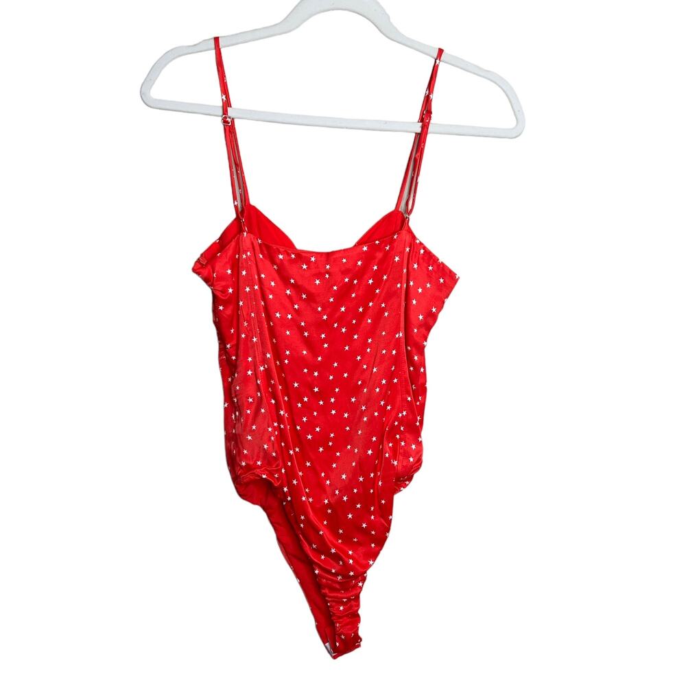 Zara Star satin Effect Lace Up Bodysuit Size Medium Red & White NWT - Picture 6 of 8